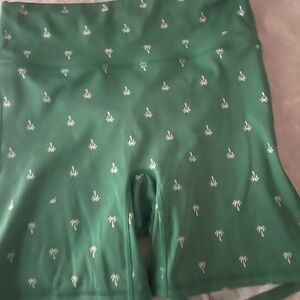 Fabletics Green Shorts with White Palm Print